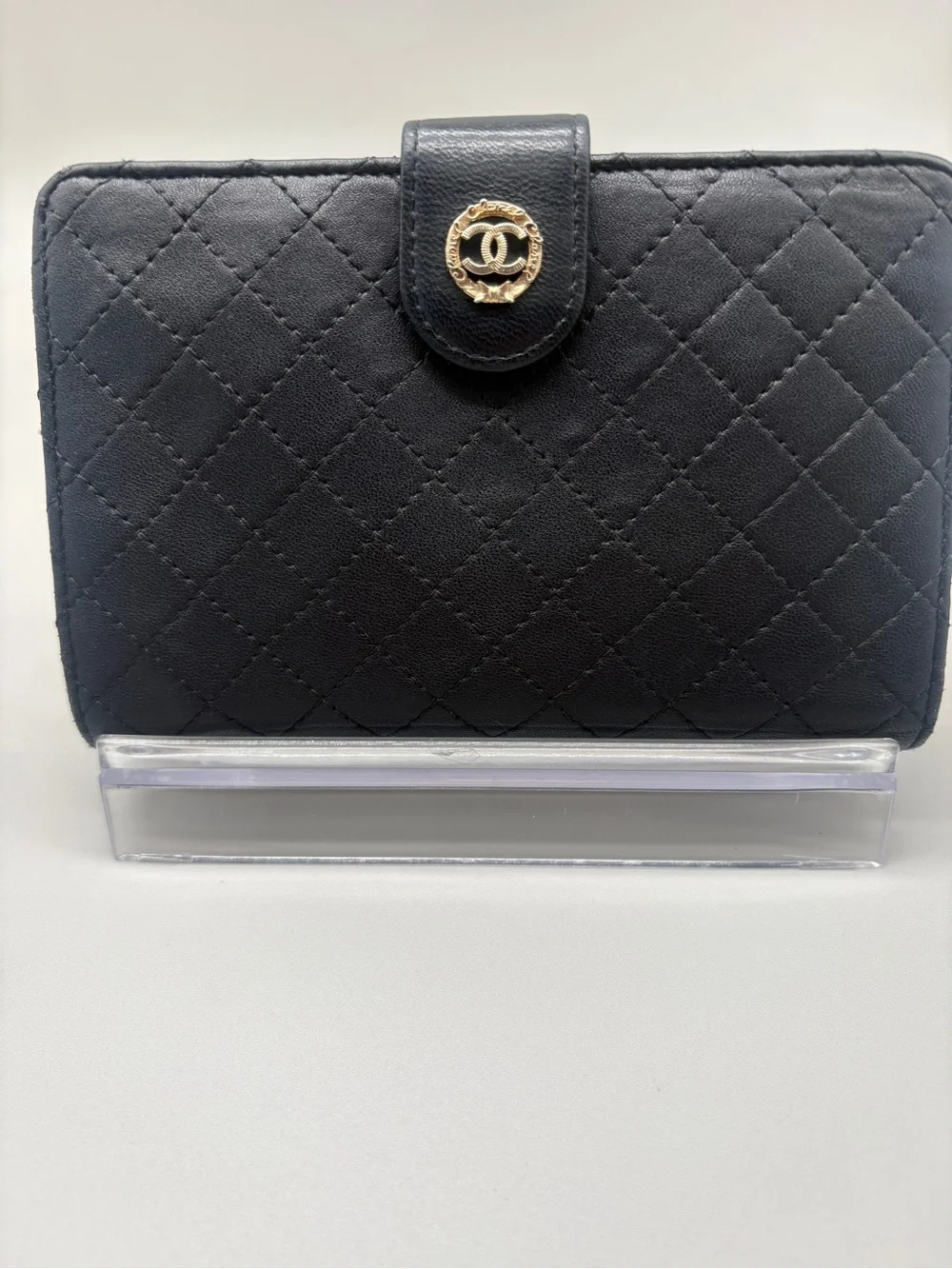 Chanel Black Quilted Leather Bifold Wallet Pink Interior With COA
